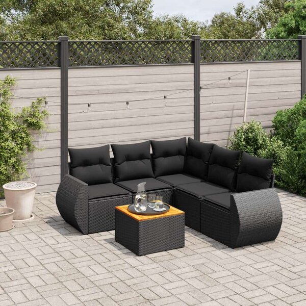 VidaXL Polyrattan Kerti Ülőgarnitúra - 6 részes, Fekete