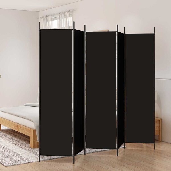 5 paneles fekete szövet térelválasztó 250x200 cm