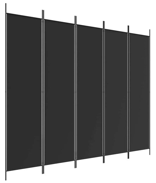 5 paneles fekete szövet térelválasztó 250x200 cm