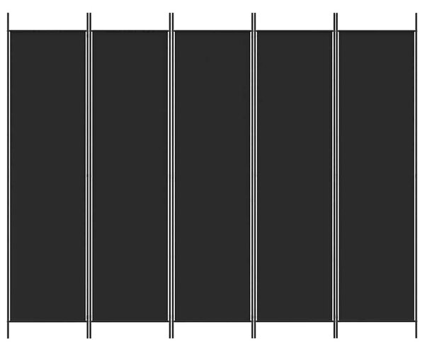5 paneles fekete szövet térelválasztó 250x200 cm
