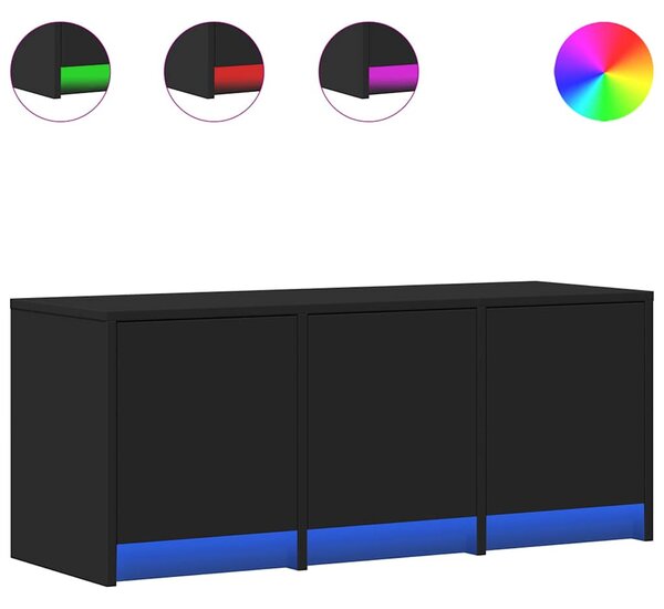 Fekete szerelt fa TV-szekrény LED-ekkel 97 x 34 x 50 cm