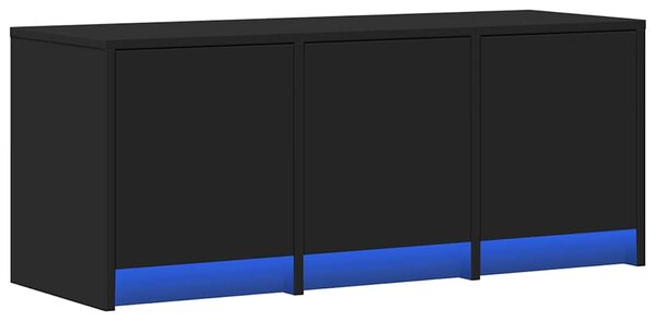 Fekete szerelt fa TV-szekrény LED-ekkel 97 x 34 x 50 cm