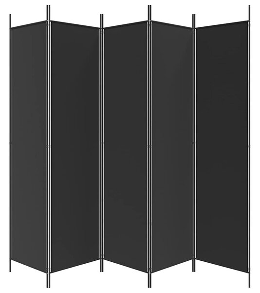 5 paneles fekete szövet térelválasztó 250x200 cm