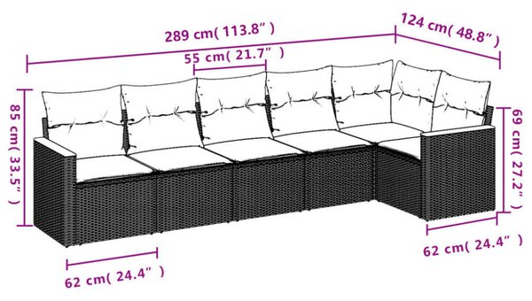 VidaXL Polyrattan Kerti Ülőgarnitúra - 6 részes - Bézs