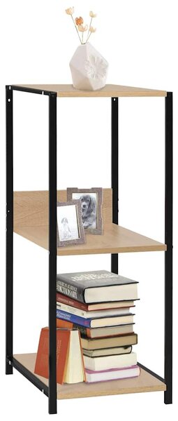 Fekete és tölgyszínű szerelt fa könyvespolc 33,5x39,6x79,7 cm