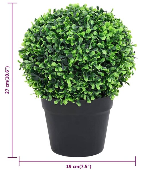 2 db zöld gömbalakú cserepes műpuszpáng 27 cm