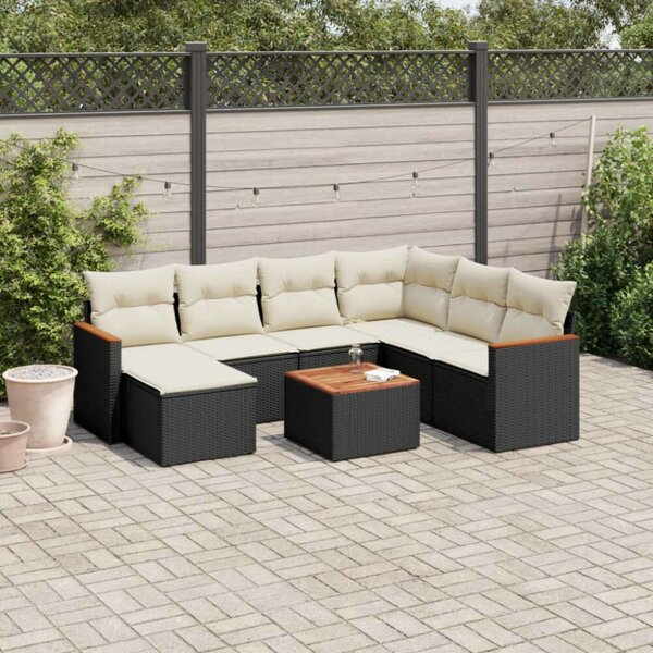 VidaXL Polyrattan Kerti Ülőgarnitúra - 8 részes - Fekete