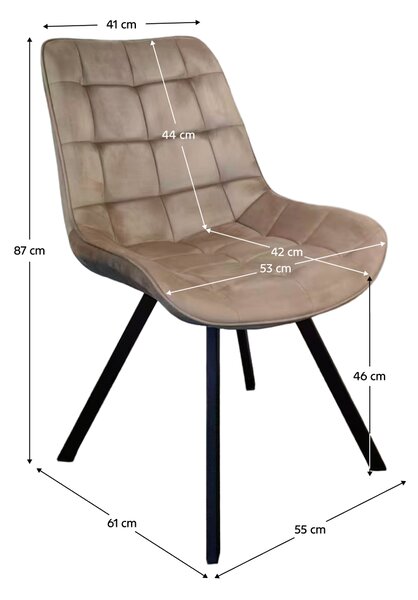 KONDELA Étkezőszék, szürkésbarna Taupe Velvet szövet/fekete, SAMIRA