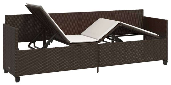 VidaXL barna polyrattan napozóágy párnával