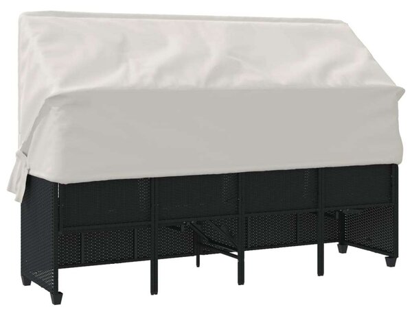 VidaXL Napozóágy - Polyrattan - Fekete - 204x75x140 cm