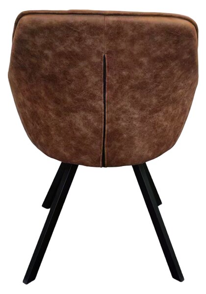 KONDELA Forgó étkezőszék, sötétbarna szövet csiszolt bőr hatással, SAMANTA