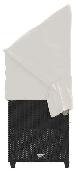 VidaXL Napozóágy - Polyrattan - Fekete - 204x75x140 cm