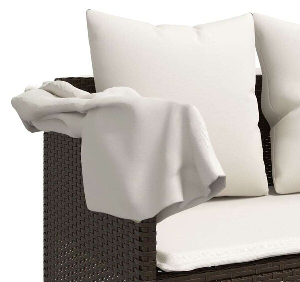VidaXL barna polyrattan napozóágy párnával