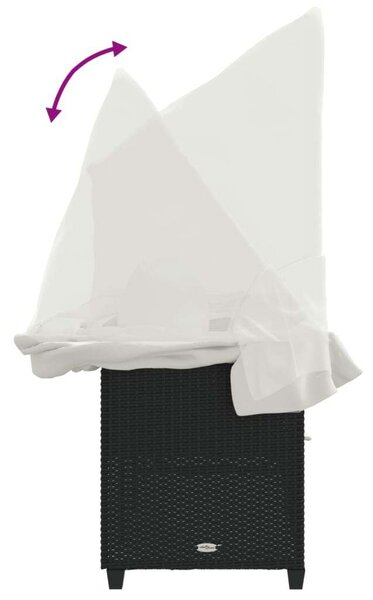 VidaXL Napozóágy - Polyrattan - Fekete - 204x75x140 cm