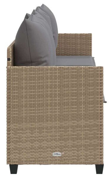 VidaXL bézs polyrattan napozóágy párnával