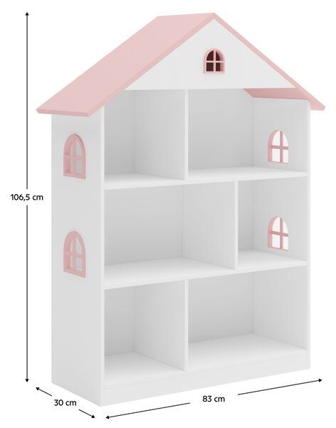 Gyerek könyvespolc, fehér/rózsaszín, MAISON TYP 1