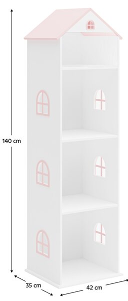 Gyerek könyvespolc, fehér/rózsaszín, MAISON TYP 2