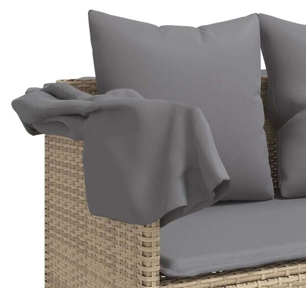 VidaXL bézs polyrattan napozóágy párnával