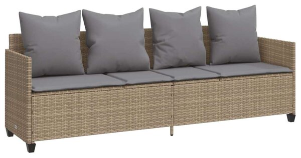 VidaXL bézs polyrattan napozóágy párnával