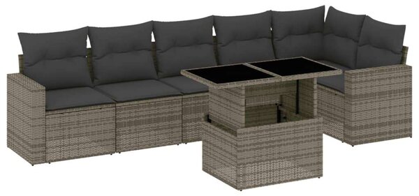 VidaXL Polyrattan Kerti Ülőgarnitúra - 7 részes - Szürke