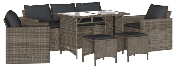 VidaXL 6 részes szürke polyrattan kerti ülőgarnitúra párnákkal
