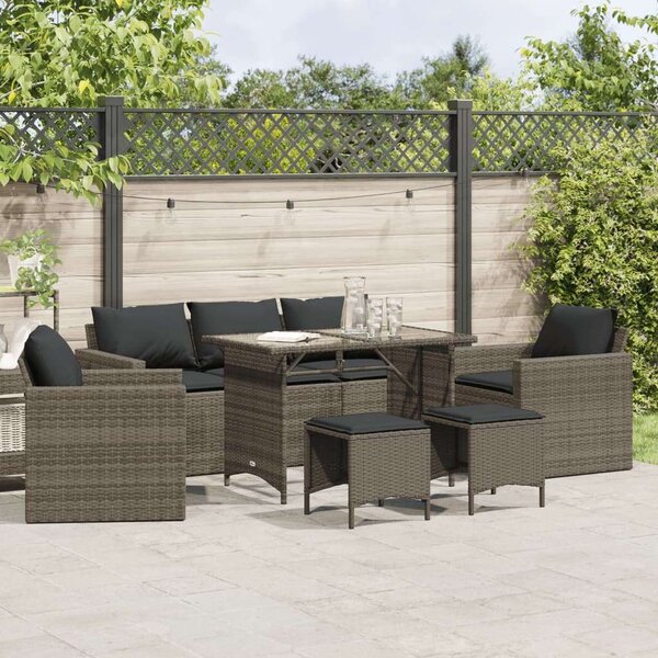 VidaXL 6 részes szürke polyrattan kerti ülőgarnitúra párnákkal