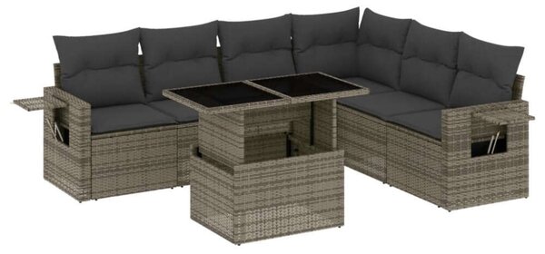 VidaXL Polyrattan Kerti Ülőgarnitúra - 7 részes - Szürke