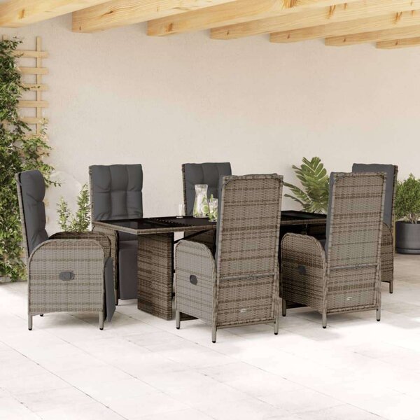 VidaXL Polyrattan Kerti Étkezőgarnitúra - 7 részes - Szürke