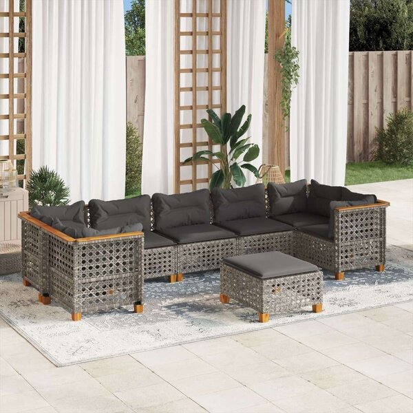 VidaXL Polyrattan Kerti Ülőgarnitúra - 8 részes - Szürke
