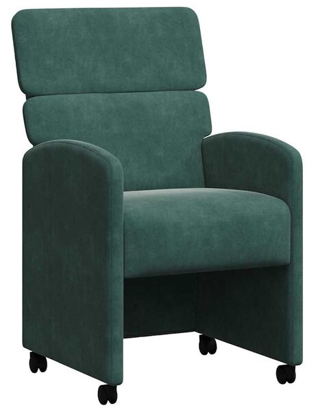 VidaXL Kerekes Étkező Székek 2 pcs Sötétzöld 58 x 65 x 98 cm Bársony