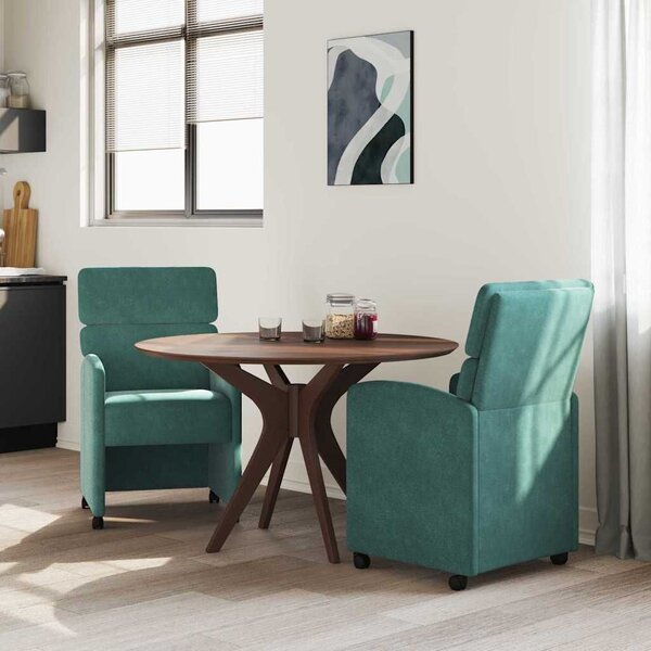 VidaXL Kerekes Étkező Székek 2 pcs Sötétzöld 58 x 65 x 98 cm Bársony