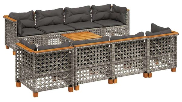 VidaXL Polyrattan Kerti Ülőgarnitúra - 9 részes, Szürke