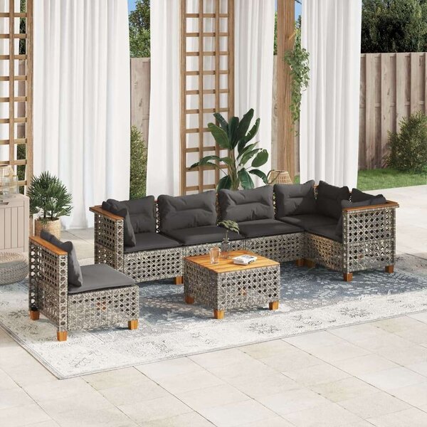 VidaXL Polyrattan Kerti Ülőgarnitúra - 7 részes - Szürke
