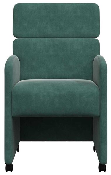 VidaXL Kerekes Étkező Székek 2 pcs Sötétzöld 58 x 65 x 98 cm Bársony