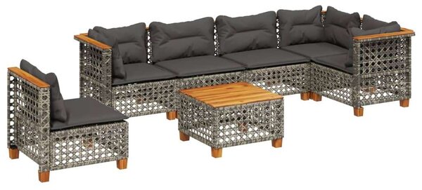 VidaXL Polyrattan Kerti Ülőgarnitúra - 7 részes - Szürke