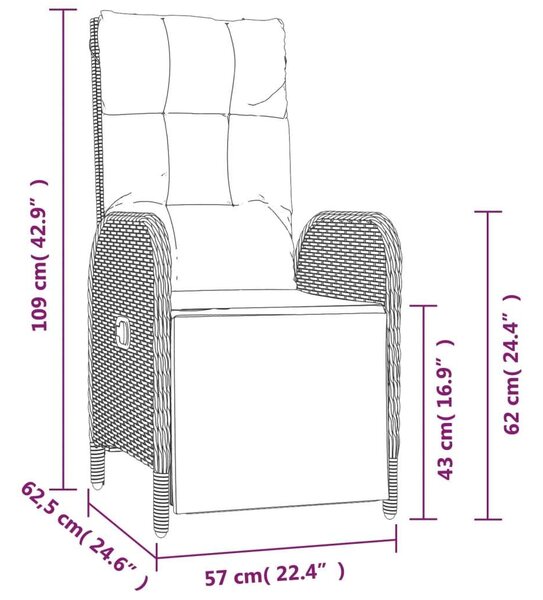 VidaXL Polyrattan Kerti Étkezőgarnitúra - 7 részes - Szürke