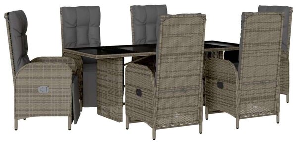 VidaXL Polyrattan Kerti Étkezőgarnitúra - 7 részes - Szürke