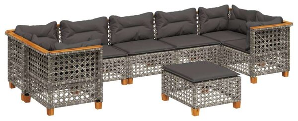 VidaXL Polyrattan Kerti Ülőgarnitúra - 8 részes - Szürke