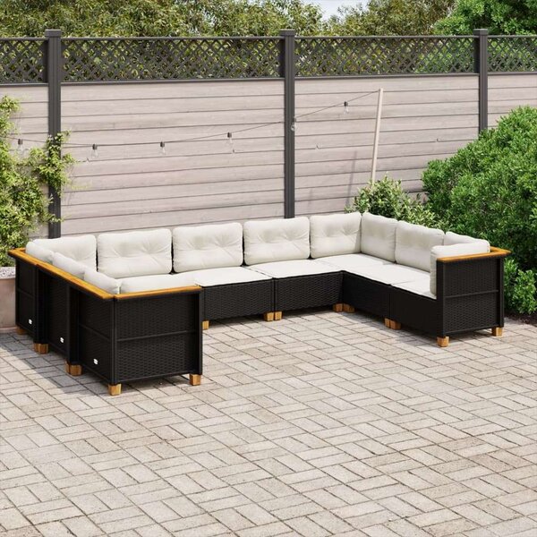 VidaXL Polyrattan Kerti Ülőgarnitúra - 9 részes - Fekete