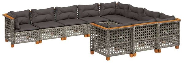 VidaXL Polyrattan Kerti Ülőgarnitúra - 10 részes - Szürke