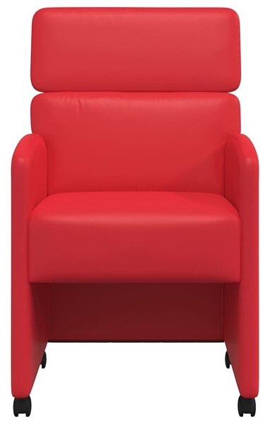 VidaXL Kerekes Étkező Székek 2 pcs Piros 58 x 65 x 98 cm Műbőr