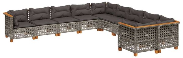 VidaXL Polyrattan Kerti Ülőgarnitúra - 10 részes - Szürke