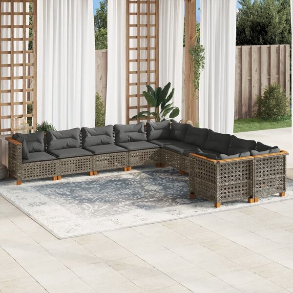VidaXL Polyrattan Kerti Ülőgarnitúra - 10 részes - Szürke