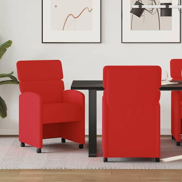 VidaXL Kerekes Étkező Székek 2 pcs Piros 58 x 65 x 98 cm Műbőr