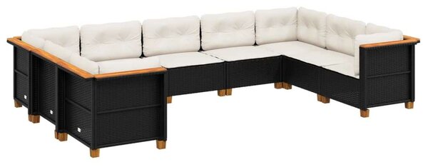 VidaXL Polyrattan Kerti Ülőgarnitúra - 9 részes - Fekete