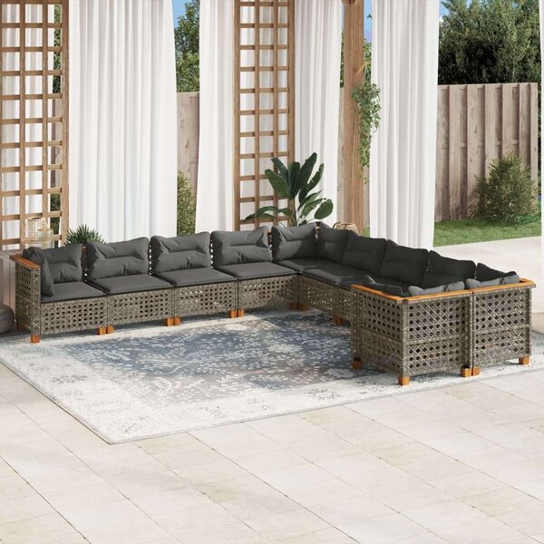 VidaXL Polyrattan Kerti Ülőgarnitúra - 10 részes - Szürke