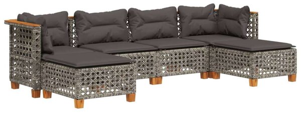 Polyrattan Kerti Ülőgarnitúra - 6 részes - Szürke