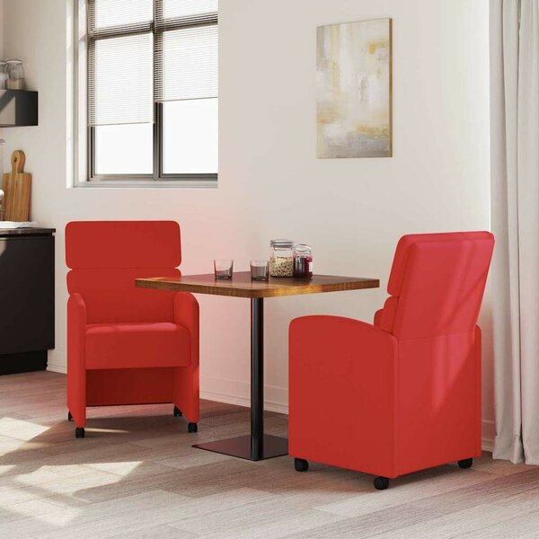 VidaXL Kerekes Étkező Székek 2 pcs Piros 58 x 65 x 98 cm Műbőr