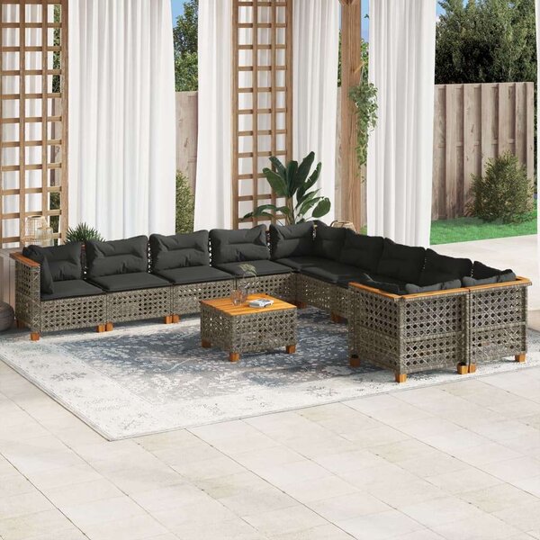 VidaXL Polyrattan Kerti Ülőgarnitúra - 11 részes, Szürke