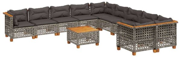VidaXL Polyrattan Kerti Ülőgarnitúra - 11 részes, Szürke